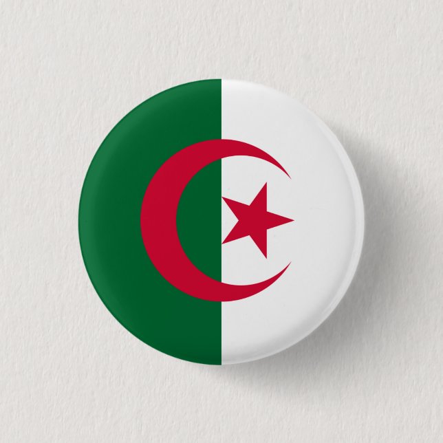 Macaron Rond 2,50 Cm Bouton Drapeau Algérie (Devant)