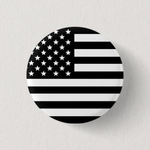 Macaron Rond 2,50 Cm Bouton drapeau américain noir et blanc