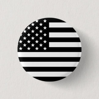 Macaron Rond 2,50 Cm Bouton drapeau américain noir et blanc