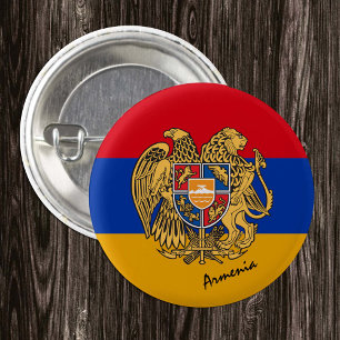 Macaron Rond 2,50 Cm Bouton drapeau arménien, Arménie patriotique