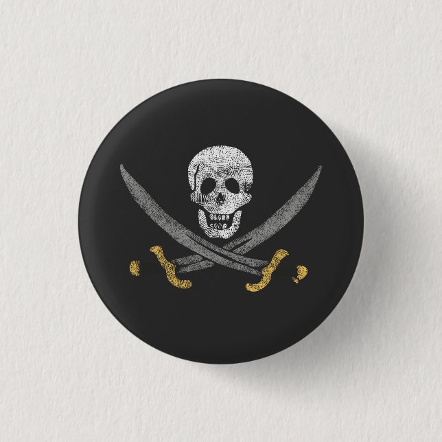 Macaron Rond 2,50 Cm Bouton Drapeau Calico Jack Pirate (Devant)