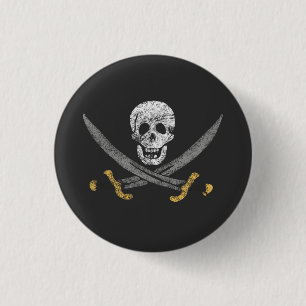 Macaron Rond 2,50 Cm Bouton Drapeau Calico Jack Pirate