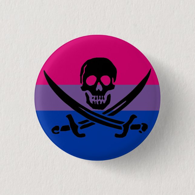 Macaron Rond 2,50 Cm Bouton Drapeau de la Fierté Pirate Bisexuel (Devant)