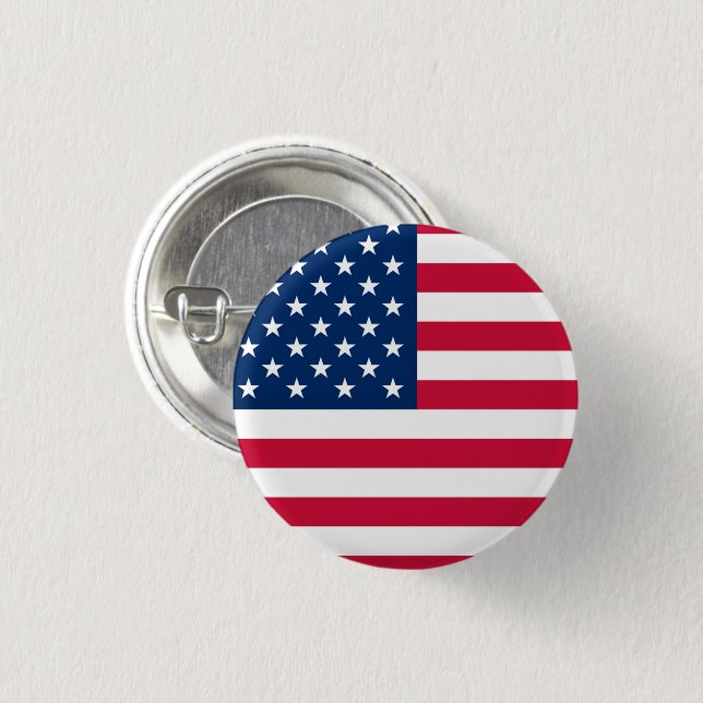 Macaron Rond 2,50 Cm Bouton Drapeau USA Patriotic (Devant & derrière)