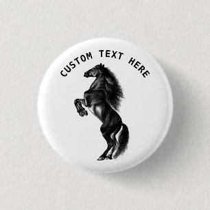 Macaron Rond 2,50 Cm Bouton droit du cheval Cadeau avec votre texte per
