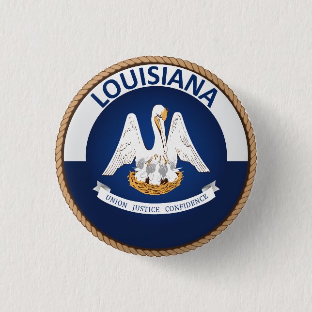 Macaron Rond 2,50 Cm Bouton du drapeau de l'État de Louisiane (Devant)