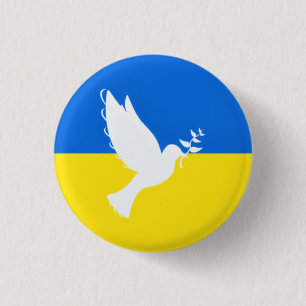 Macaron Rond 2,50 Cm Bouton du drapeau ukrainien Peace Dove Freedom Ukr