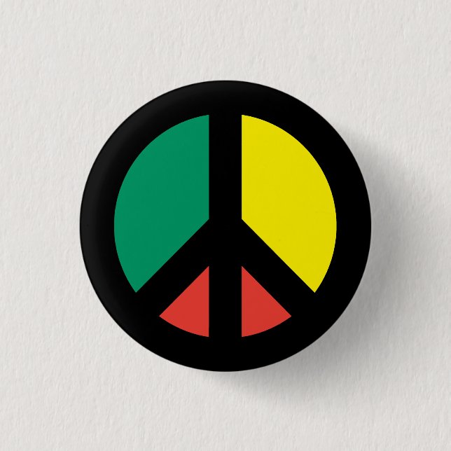 Macaron Rond 2,50 Cm Bouton du symbole de paix Rasta (Devant)