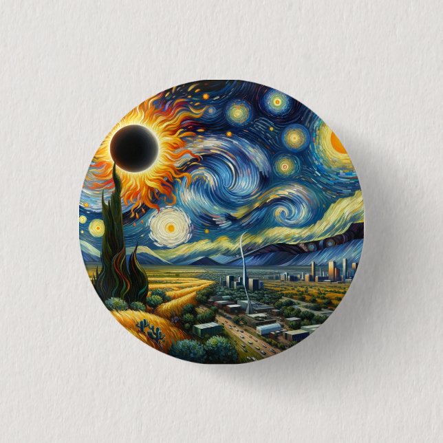 Macaron Rond 2,50 Cm Bouton Éclipse sur le Texas (Devant)