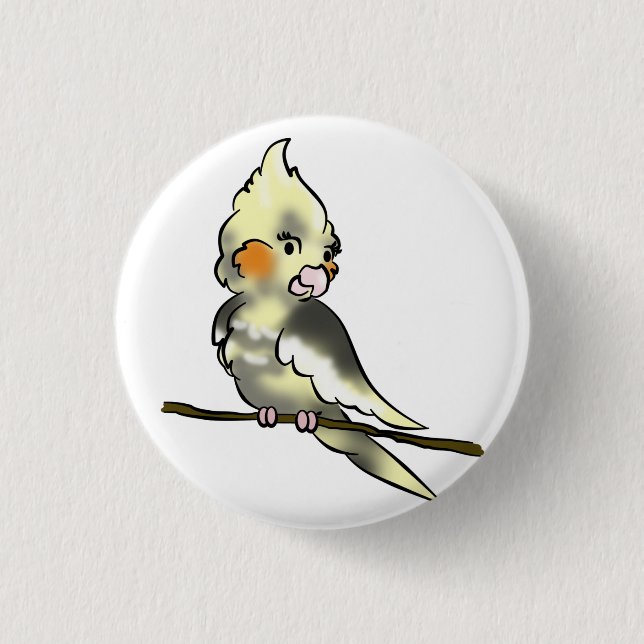 Macaron Rond 2,50 Cm Bouton effarouché de Cockatiel (Devant)