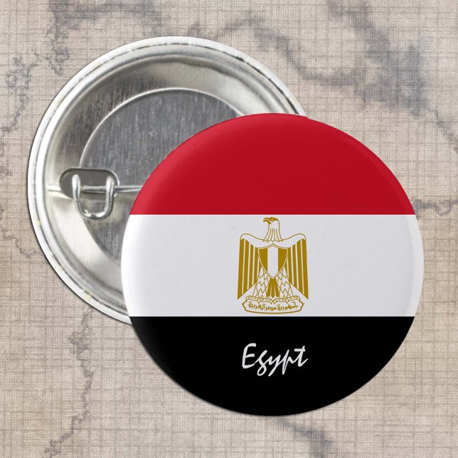 Macaron Rond 2,50 Cm Bouton Egypte, mode Drapeau égyptien patriotique (Créateur téléchargé)