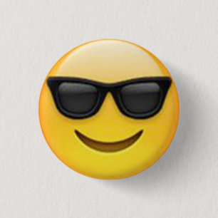 Macaron Rond 2,50 Cm Bouton Emoji lunettes de soleil