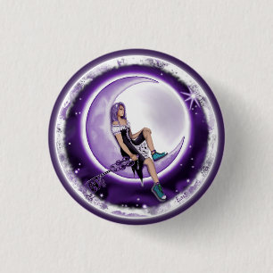 Macaron Rond 2,50 Cm Bouton enfant Lune violette