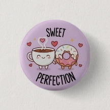 Bouton épinglé Café et Donut Kawaii "Sweet Perfect