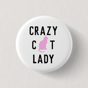Macaron Rond 2,50 Cm Bouton épinglé Dame Chats Folle
