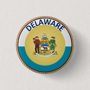 Macaron Rond 2,50 Cm Bouton État du Delaware Flag Seal