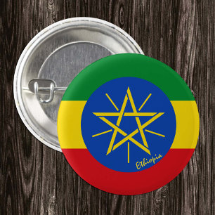 Macaron Rond 2,50 Cm Bouton Ethiopie, patriotique Ethiopie Drapeau mode