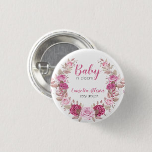 Macaron Rond 2,50 Cm Bouton Fête du Baby shower Floral