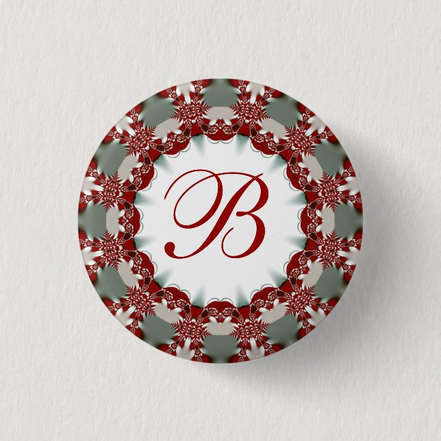 Macaron Rond 2,50 Cm Bouton Fête + Fête de Noël Monogram (Devant)
