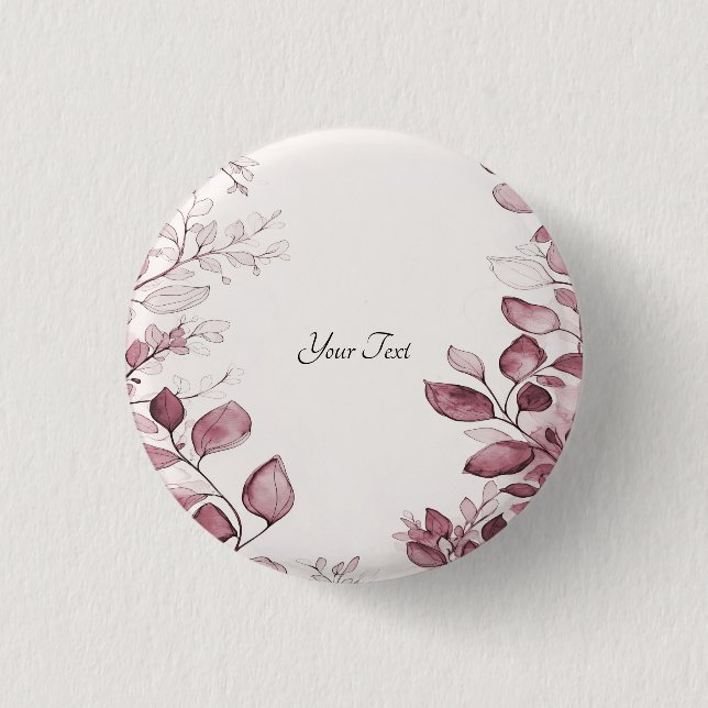 Macaron Rond 2,50 Cm Bouton Feuille rouge moderne (Devant)
