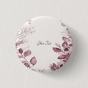 Macaron Rond 2,50 Cm Bouton Feuilles Rouges Modernes