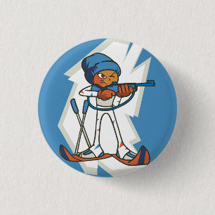Macaron Rond 2,50 Cm Bouton Flair du biathlon de sports d'hiver