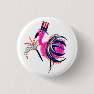 Macaron Rond 2,50 Cm Bouton Flamant rose du 4 juillet