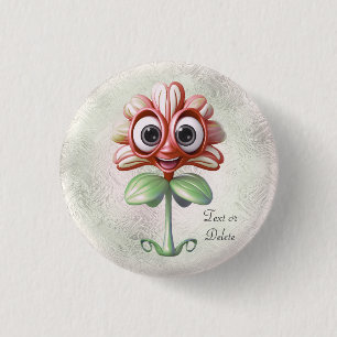 Macaron Rond 2,50 Cm Bouton Fleur Rouge