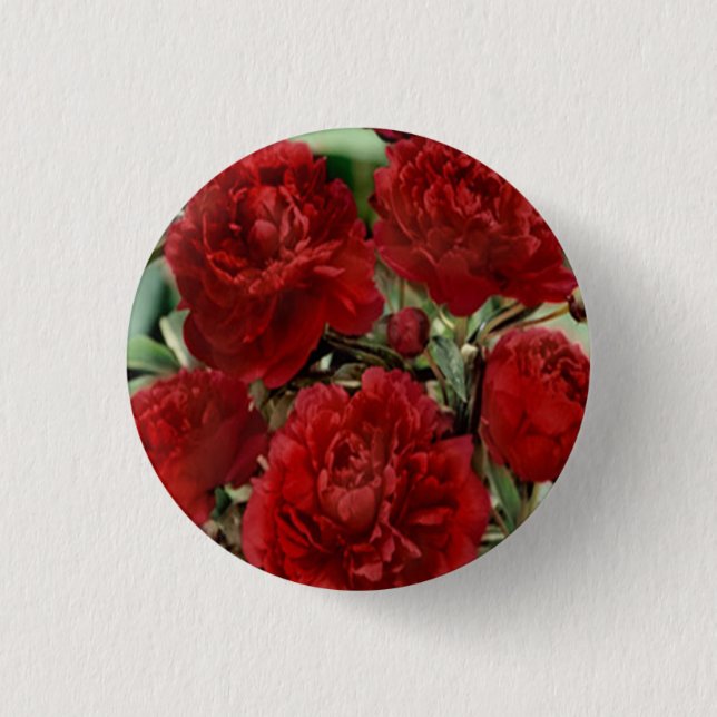 Macaron Rond 2,50 Cm Bouton Fleurs de carnation rouge (Devant)