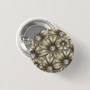 Macaron Rond 2,50 Cm Bouton Fleurs de diamant
