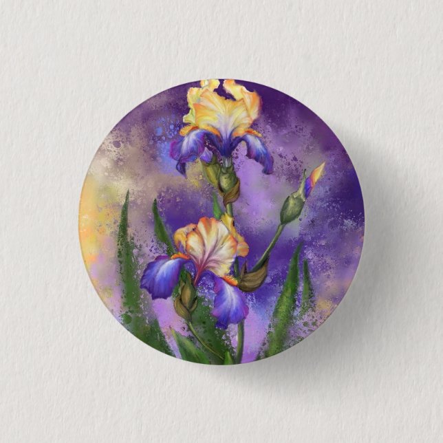Macaron Rond 2,50 Cm Bouton Fleurs Iris Belles Irises (Devant)