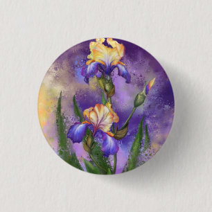 Macaron Rond 2,50 Cm Bouton Fleurs Iris Belles Irises