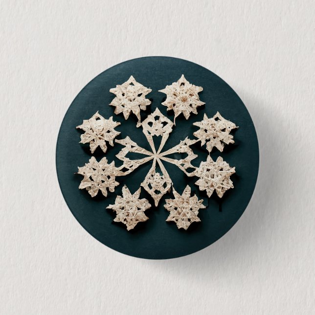 Macaron Rond 2,50 Cm Bouton flocon de neige mignon. (Devant)