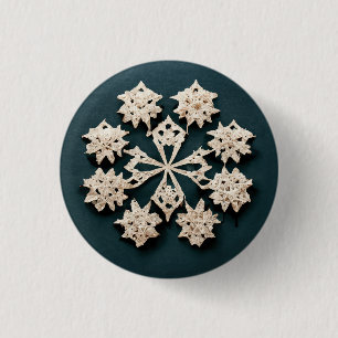 Macaron Rond 2,50 Cm Bouton flocon de neige mignon.