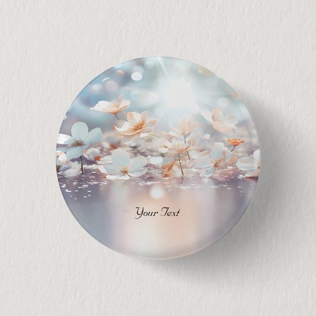 Macaron Rond 2,50 Cm Bouton Floral Blanc Pêche (Devant)