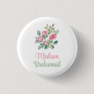 Macaron Rond 2,50 Cm Bouton floral de femme de ménage rose pâle