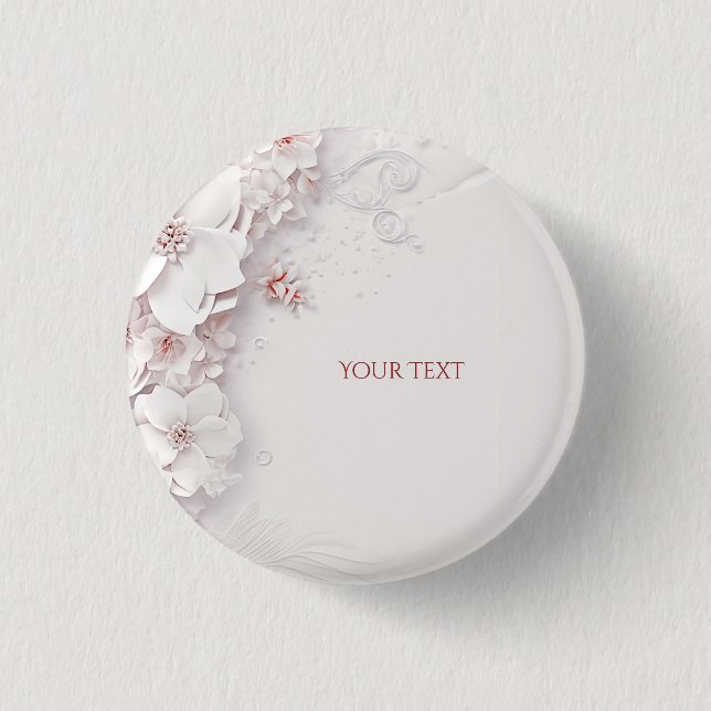 Macaron Rond 2,50 Cm Bouton floral rose blush ivoire (Devant)