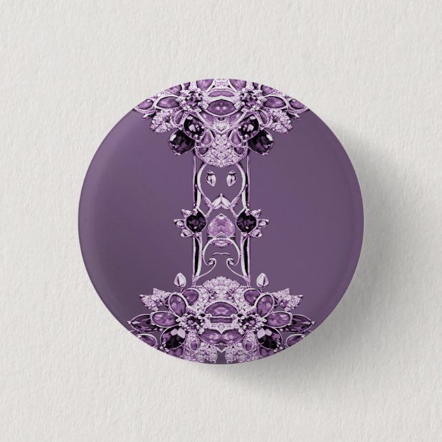 Macaron Rond 2,50 Cm Bouton Floral Violet (Devant)