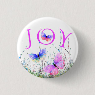 Macaron Rond 2,50 Cm Bouton Flying Butterflies Spring Joy