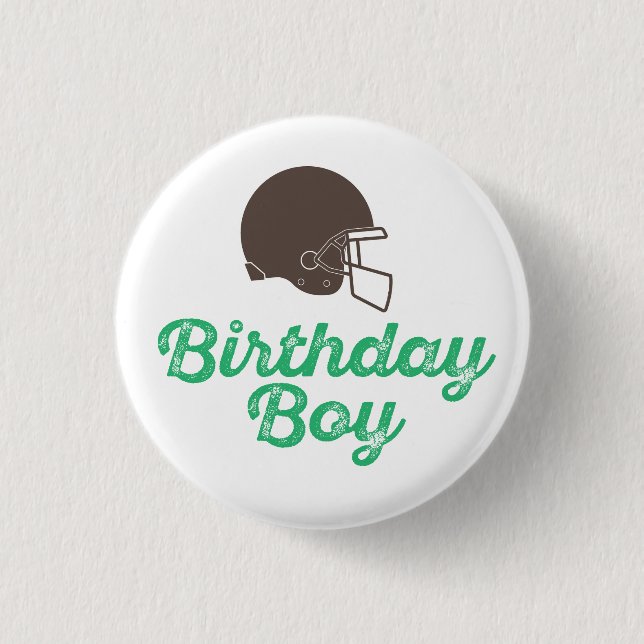 Macaron Rond 2,50 Cm Bouton Football Birthday Boy (Devant)