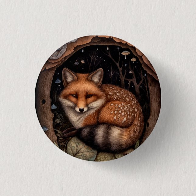 Macaron Rond 2,50 Cm Bouton Fox de minuit (Devant)