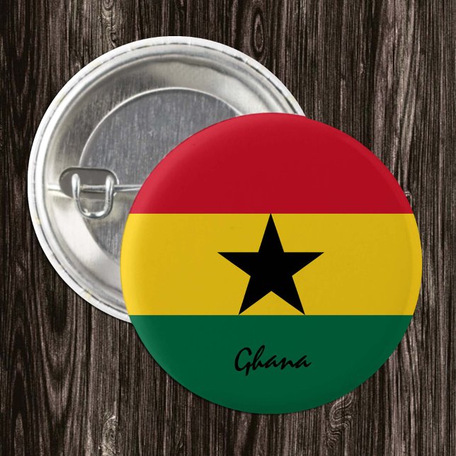 Macaron Rond 2,50 Cm Bouton Ghana, mode Drapeau patriotique ghanéen (Créateur téléchargé)