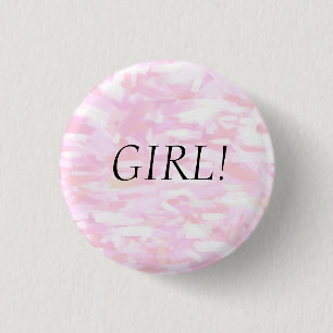 Macaron Rond 2,50 Cm Bouton "GIRL" rose Confetti