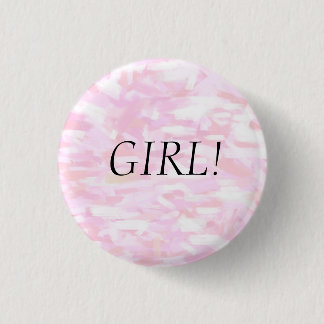 Macaron Rond 2,50 Cm Bouton "GIRL" rose Confetti