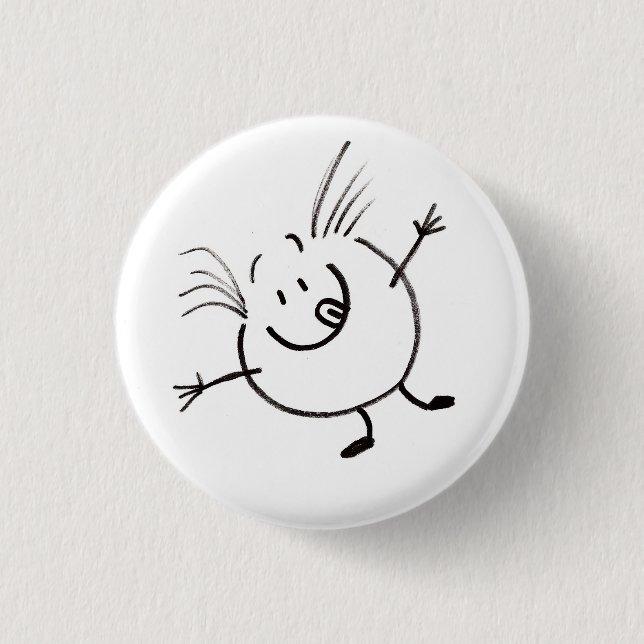 Macaron Rond 2,50 Cm Bouton Goofy Doodle Guy (Devant)