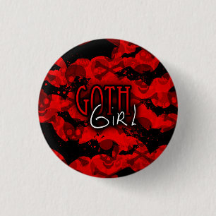 Macaron Rond 2,50 Cm Bouton Goth Girl