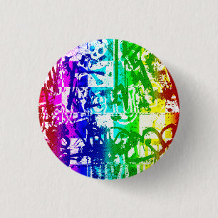 Macaron Rond 2,50 Cm Bouton Graffiti Arc-en-ciel