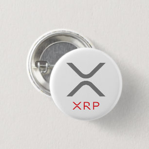 Macaron Rond 2,50 Cm Bouton gris et rouge d'ondulation de XRP du logo  