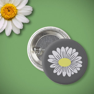 Macaron Rond 2,50 Cm Bouton gris Fleur Faisy