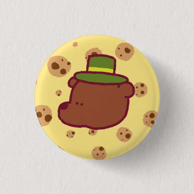 Macaron Rond 2,50 Cm Bouton Grizzly de dessin (Devant)
